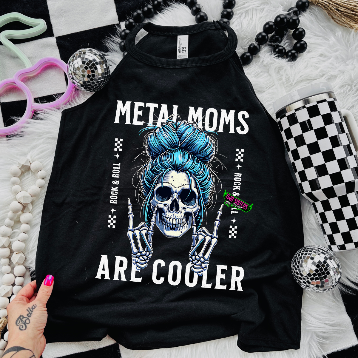 Metal Moms are Cooler - Black Mineral Wash TShirt, Black Rocker Tank, Sweatshirt, Hoodie, or Zip Up Hoodie