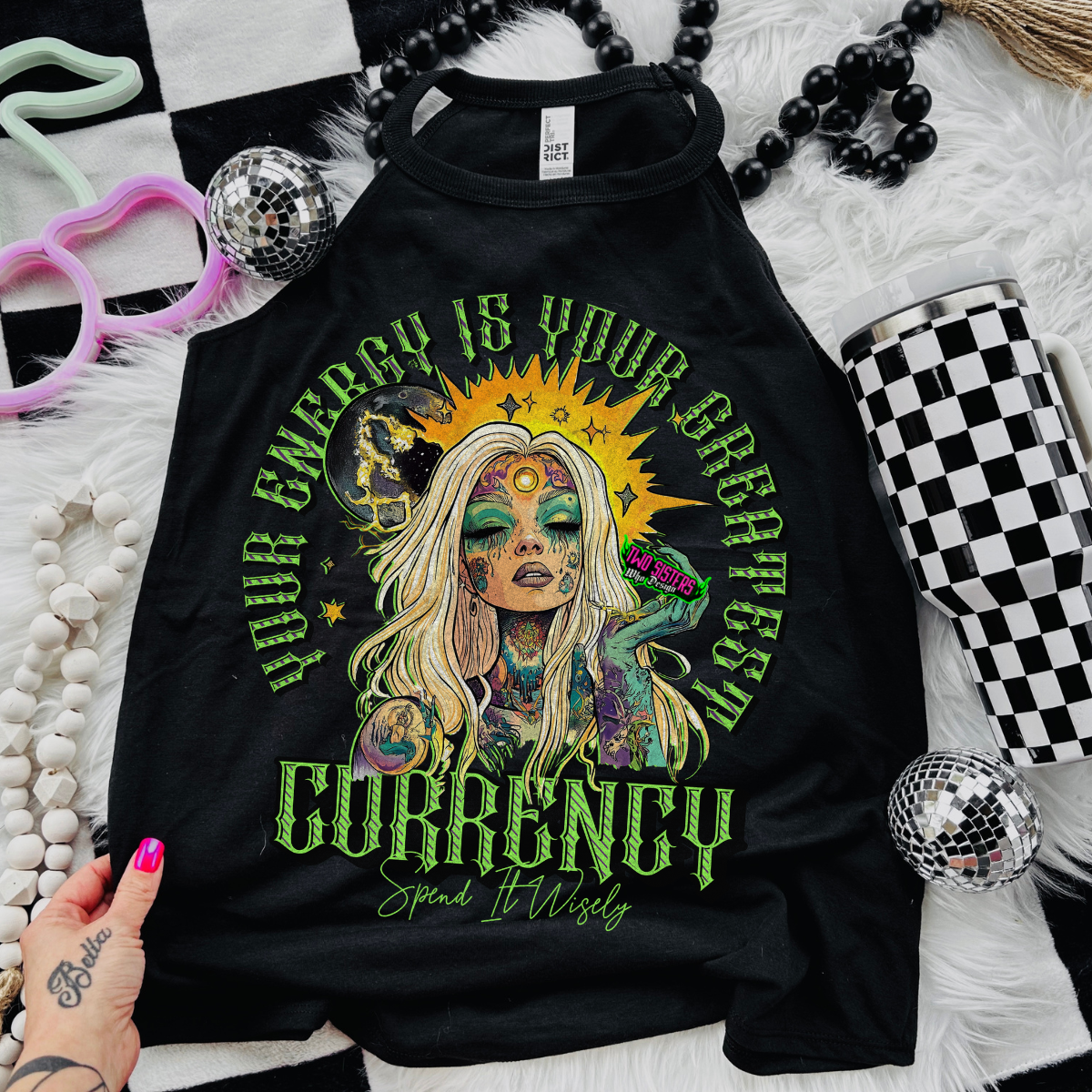 Your Energy is Your Greatest Currency, Spend it Wisely - Black Mineral Wash TShirt, Black Rocker Tank, Sweatshirt, Hoodie, or Zip Up Hoodie