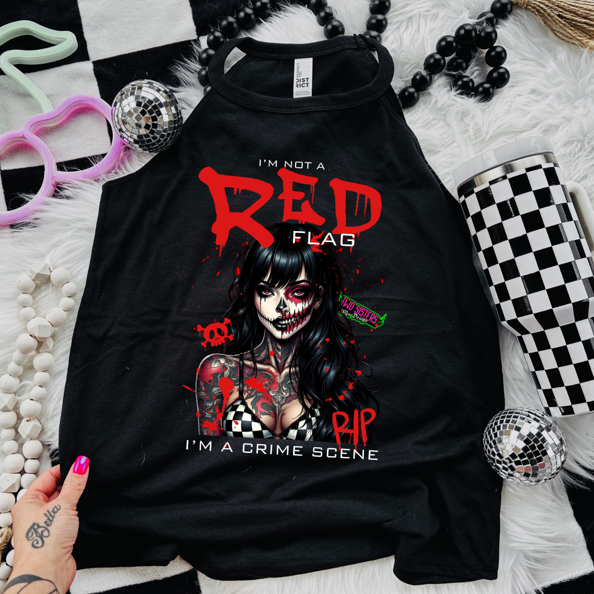 *EXCLUSIVE* I Am Not A Red Flag, I am a Crime Scene - Black Mineral Wash TShirt, Black Rocker Tank, Sweatshirt, Hoodie, or Zip Up Hoodie