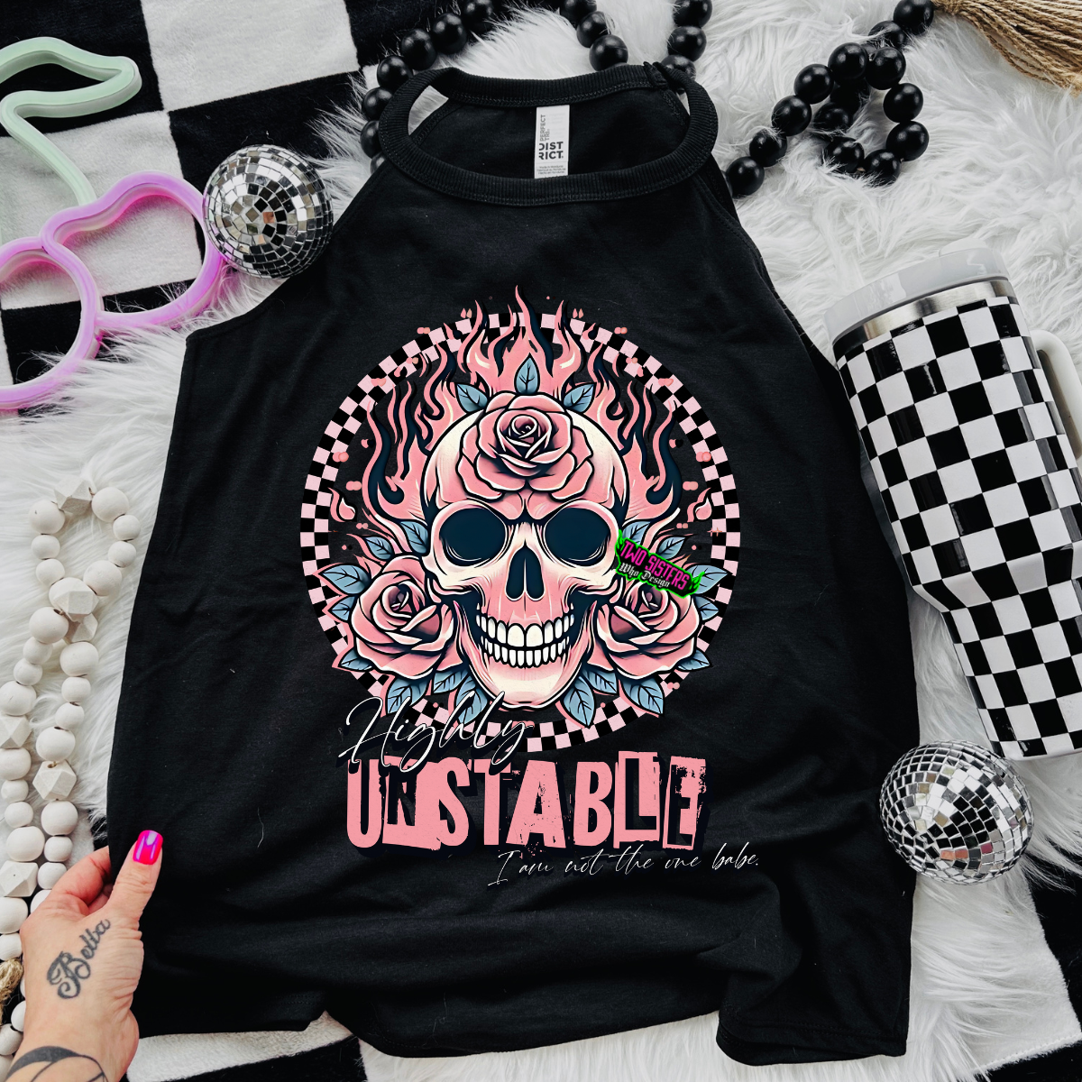 Highly Unstable - Black Mineral Wash TShirt, Black Rocker Tank, Sweatshirt, Hoodie, or Zip Up Hoodie