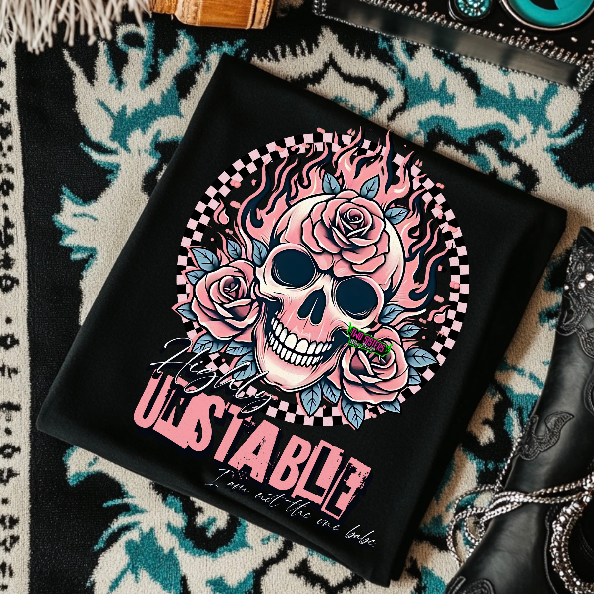 Highly Unstable - Black Mineral Wash TShirt, Black Rocker Tank, Sweatshirt, Hoodie, or Zip Up Hoodie