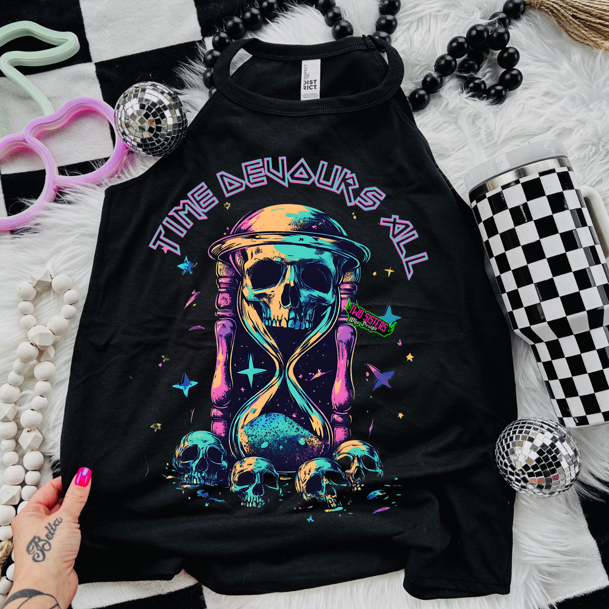 Time Devours It All - Black Mineral Wash TShirt, Black Rocker Tank, Sweatshirt, Hoodie, or Zip Up Hoodie