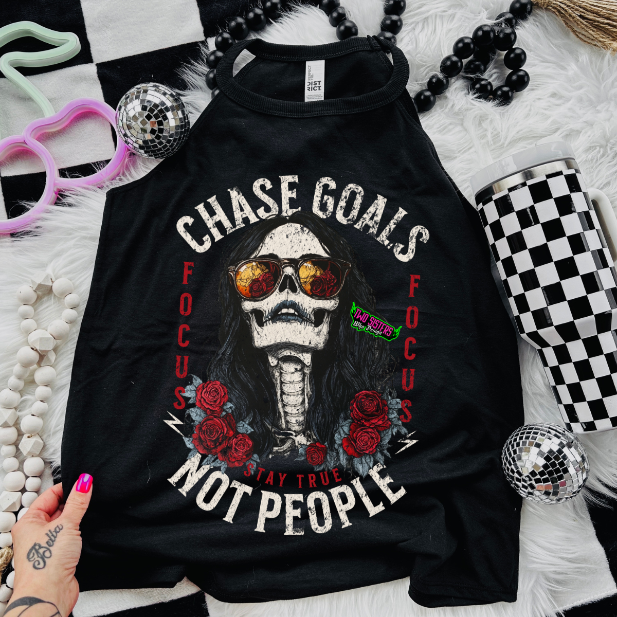 Chase Goals Not People - Black Mineral Wash TShirt, Black Rocker Tank, Sweatshirt, Hoodie, or Zip Up Hoodie
