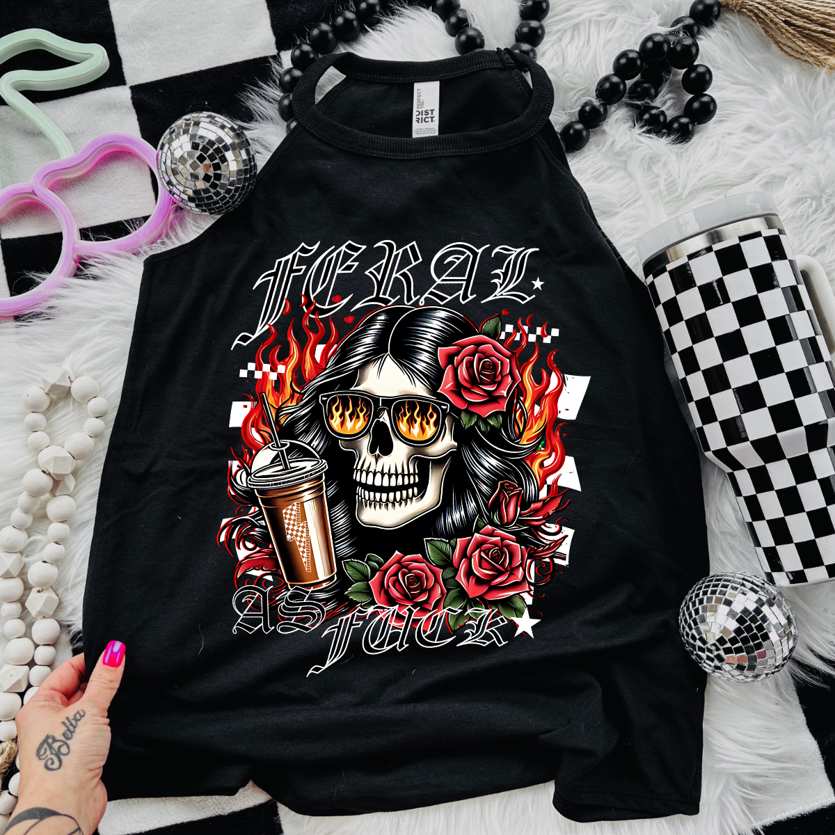 Feral as Fuck - Black TShirt or Rocker Tank + Trucker Hat