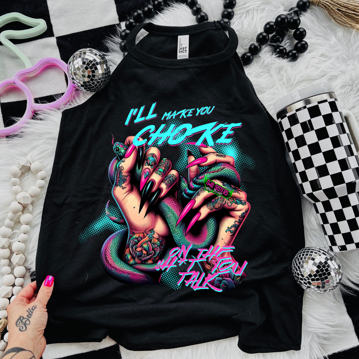 *EXCLUSIVE*I'll Make You Choke on the Shit Your Talk - Black Mineral Wash TShirt, Black Rocker Tank, Sweatshirt, Hoodie, or Zip Up Hoodie