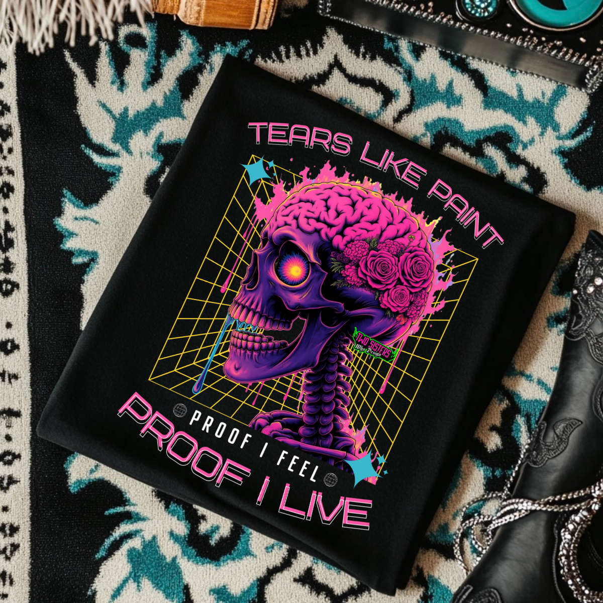 *EXCLUSIVE*Tears Like Paint, Proof I feel, Proof I Live - Black TShirt