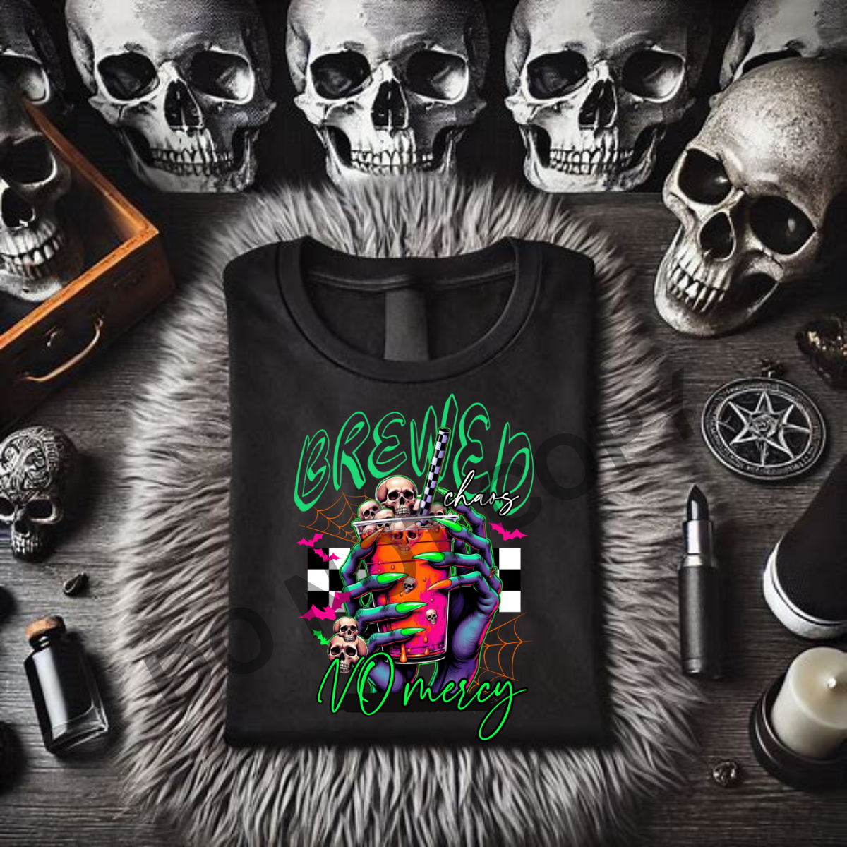 *EXCLUSIVE*Brewed Chaos, No Mercy - Black Mineral Wash TShirt, Black Rocker Tank, Sweatshirt, Hoodie, or Zip Up Hoodie