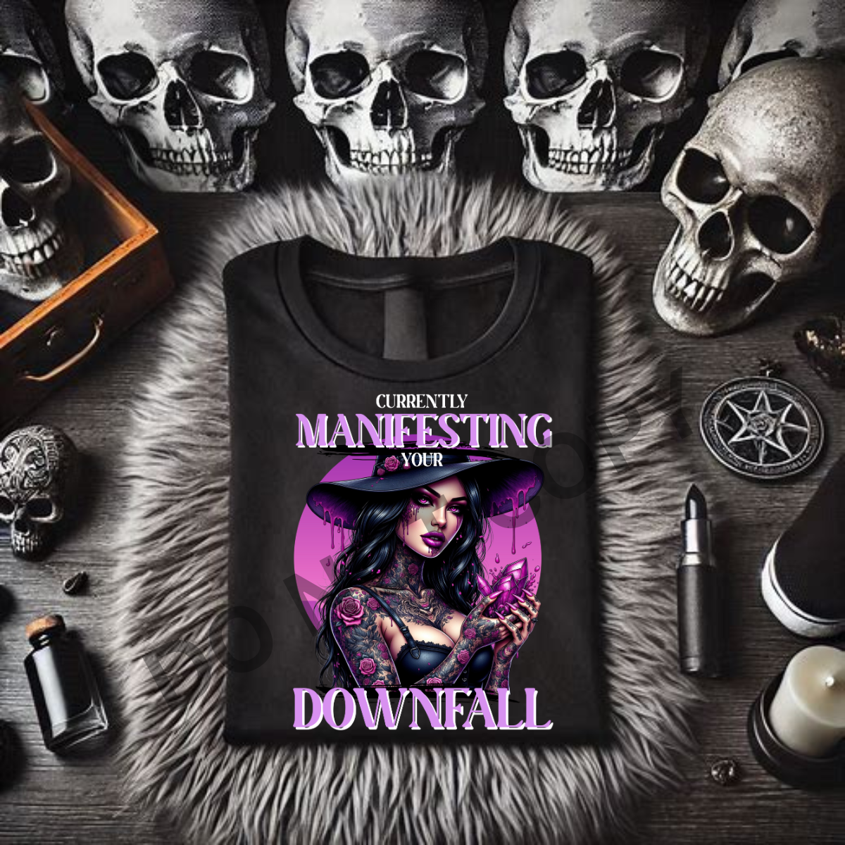 *EXCLUSIVE*CURRENTLY MANIFESTING YOUR DOWNFALL - Black Mineral Wash TShirt, Black Rocker Tank, Sweatshirt, Hoodie, or Zip Up Hoodie