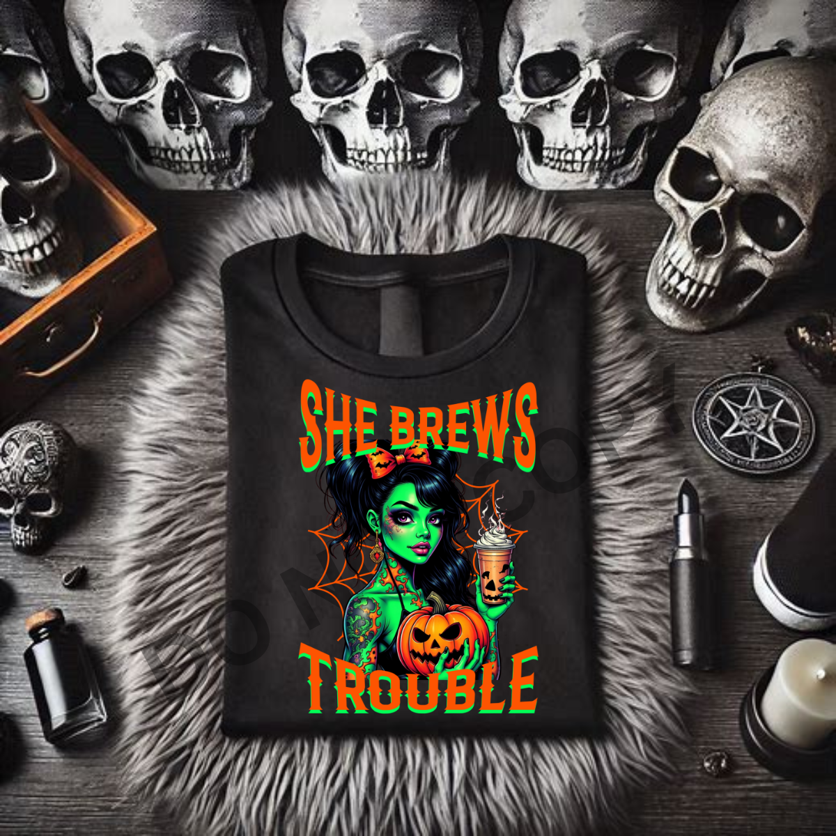 *EXCLUSIVE*SHE BREWS TROUBLE - Black Mineral Wash TShirt, Black Rocker Tank, Sweatshirt, Hoodie, or Zip Up Hoodie