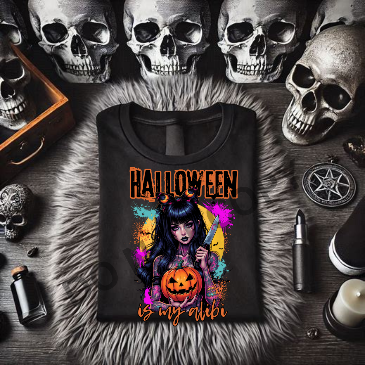 *EXCLUSIVE*HALLOWEEN IS MY ALIBI - Black Mineral Wash TShirt, Black Rocker Tank, Sweatshirt, Hoodie, or Zip Up Hoodie