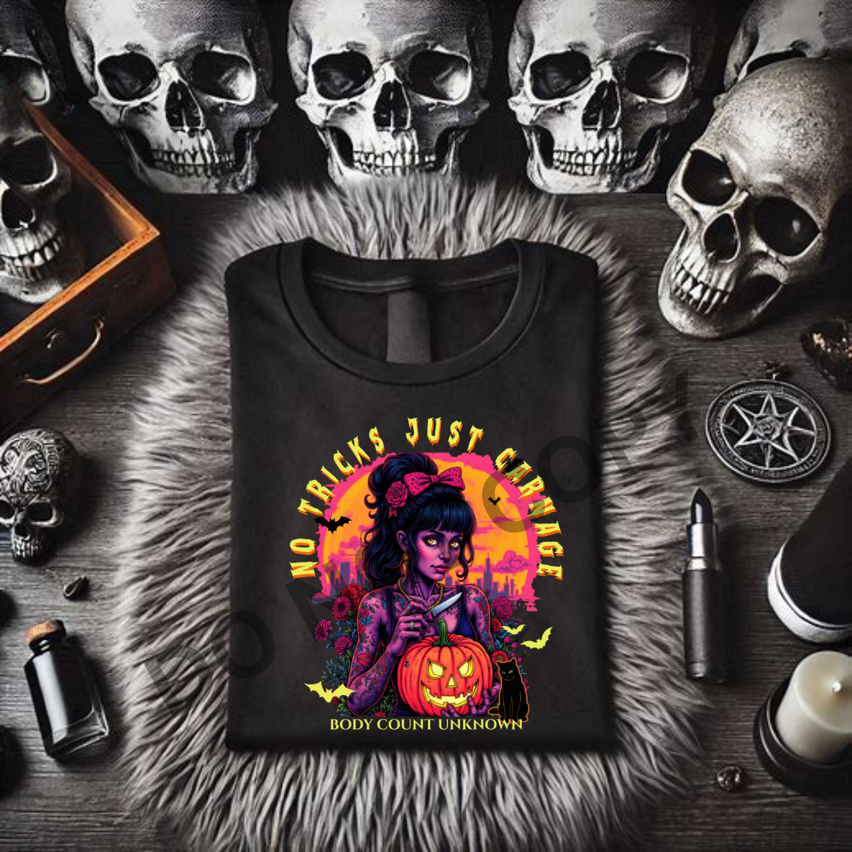 *EXCLUSIVE*NO TRICKS JUST CARNAGE - Black Mineral Wash TShirt, Black Rocker Tank, Sweatshirt, Hoodie, or Zip Up Hoodie
