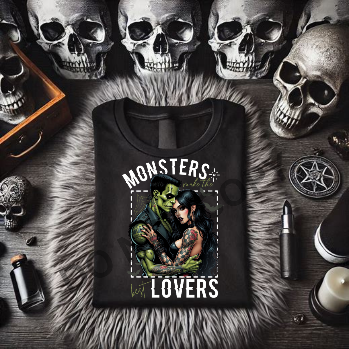 *EXCLUSIVE*MONSTERS MAKE THE BEST LOVERS - Black Mineral Wash TShirt, Black Rocker Tank, Sweatshirt, Hoodie, or Zip Up Hoodie