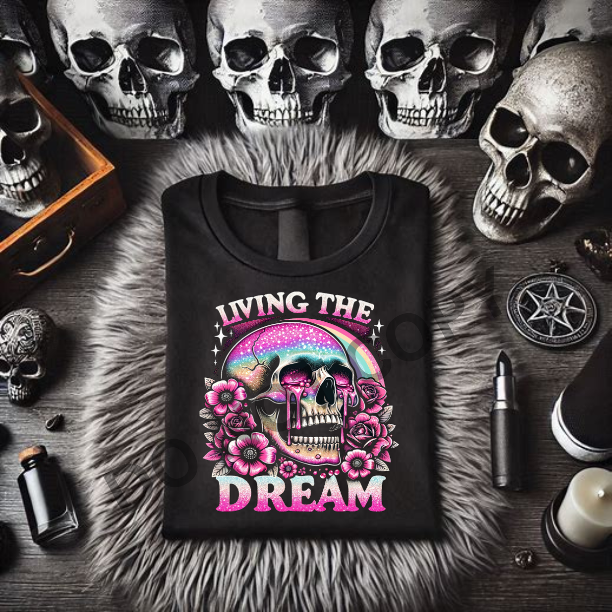 LIVING THE DREAM - Black Mineral Wash TShirt, Black Rocker Tank, Sweatshirt, Hoodie, or Zip Up Hoodie