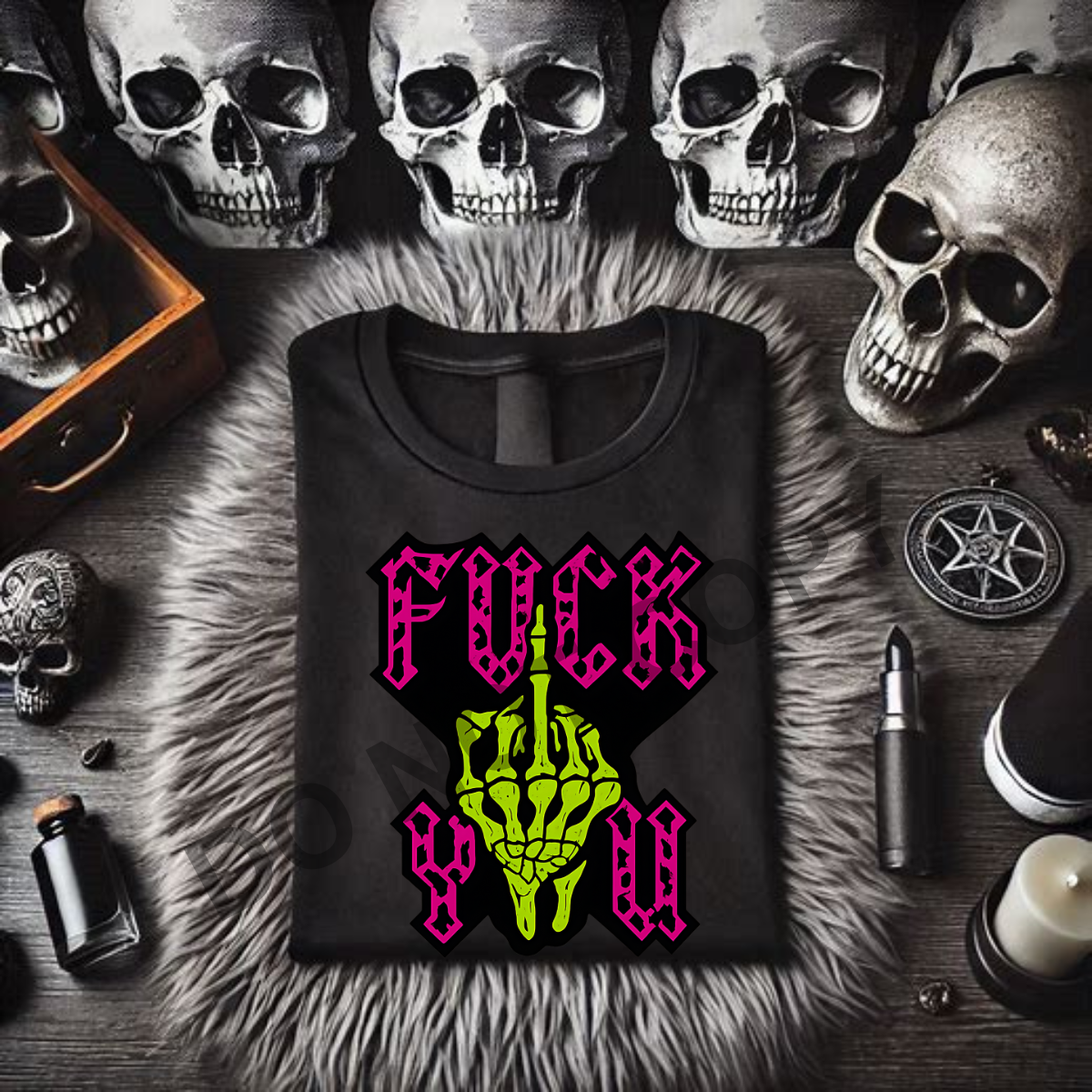 FUCK YOU WITH HOT PINK AND GREEN - Black Mineral Wash TShirt, Black Rocker Tank, Sweatshirt, Hoodie, or Zip Up Hoodie