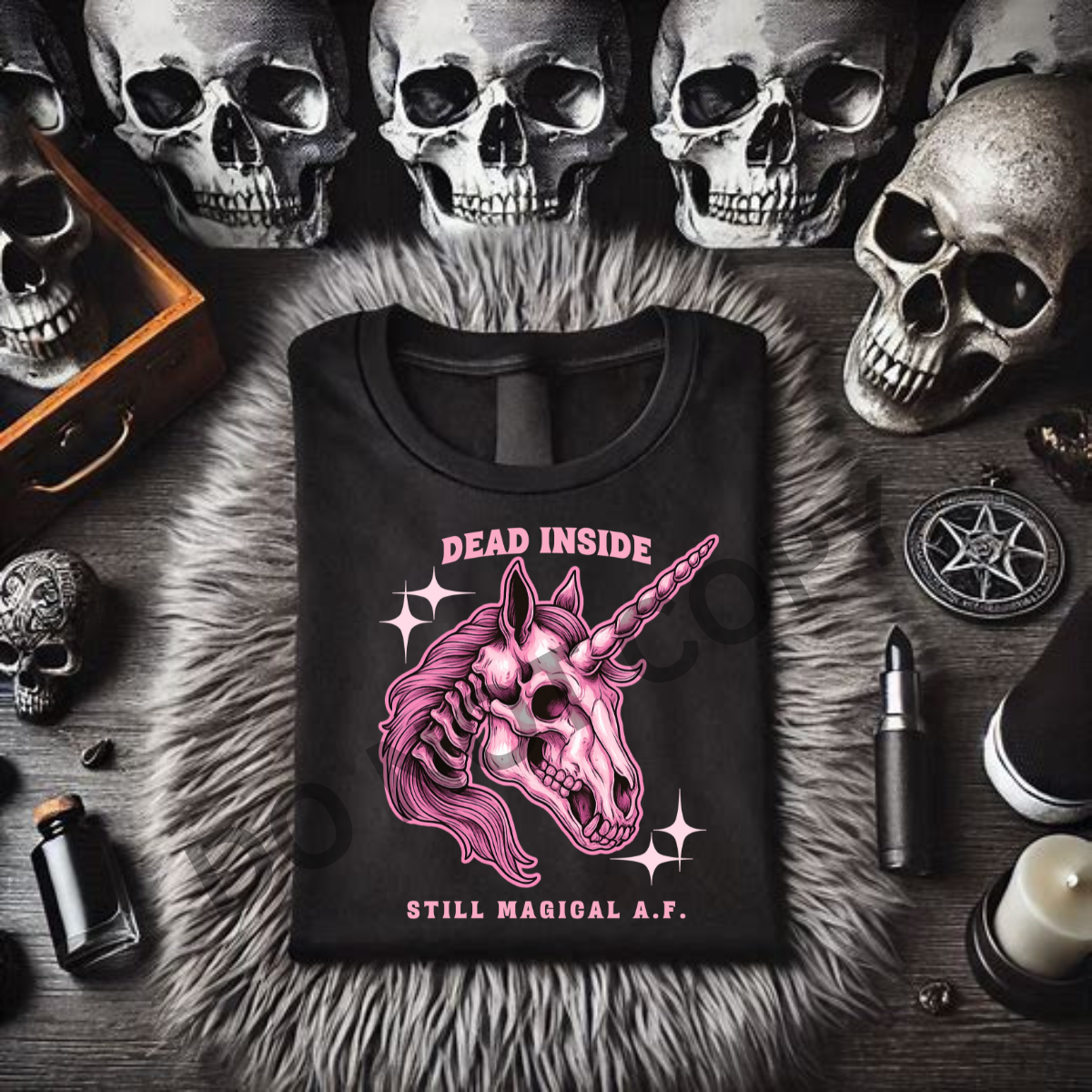 DEAD INSIDE, BUT MAGICAL AS A.F. - Black Mineral Wash TShirt, Black Rocker Tank, Sweatshirt, Hoodie, or Zip Up Hoodie