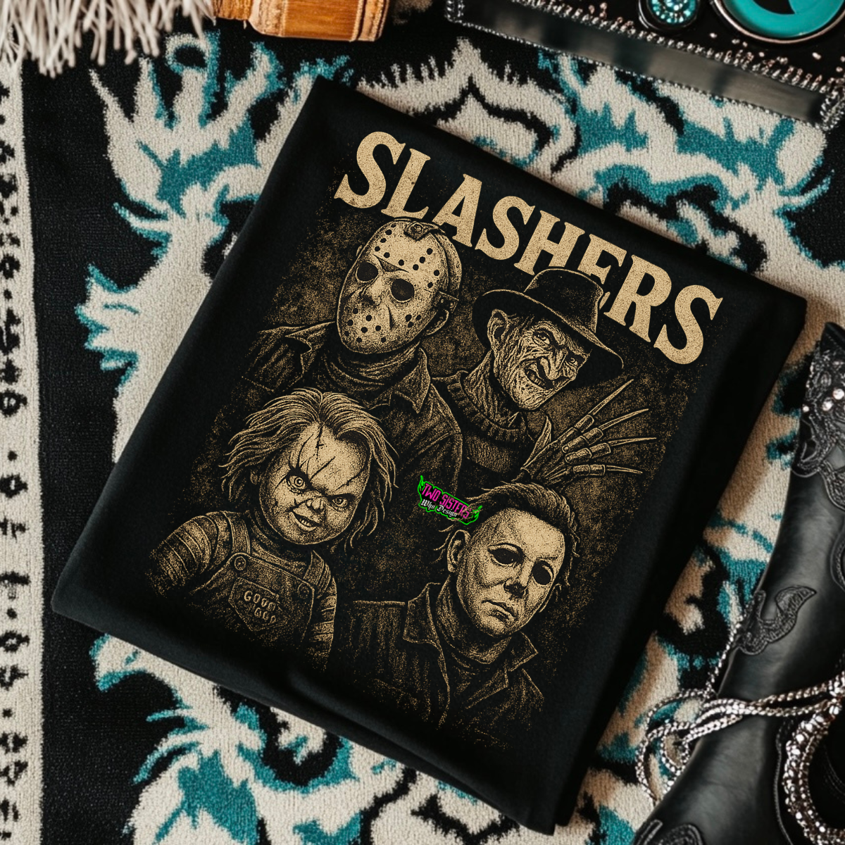 *EXCLUSIVE* SLASHERS - Black Mineral Wash TShirt, Black Rocker Tank, Sweatshirt, Hoodie, or Zip Up Hoodie