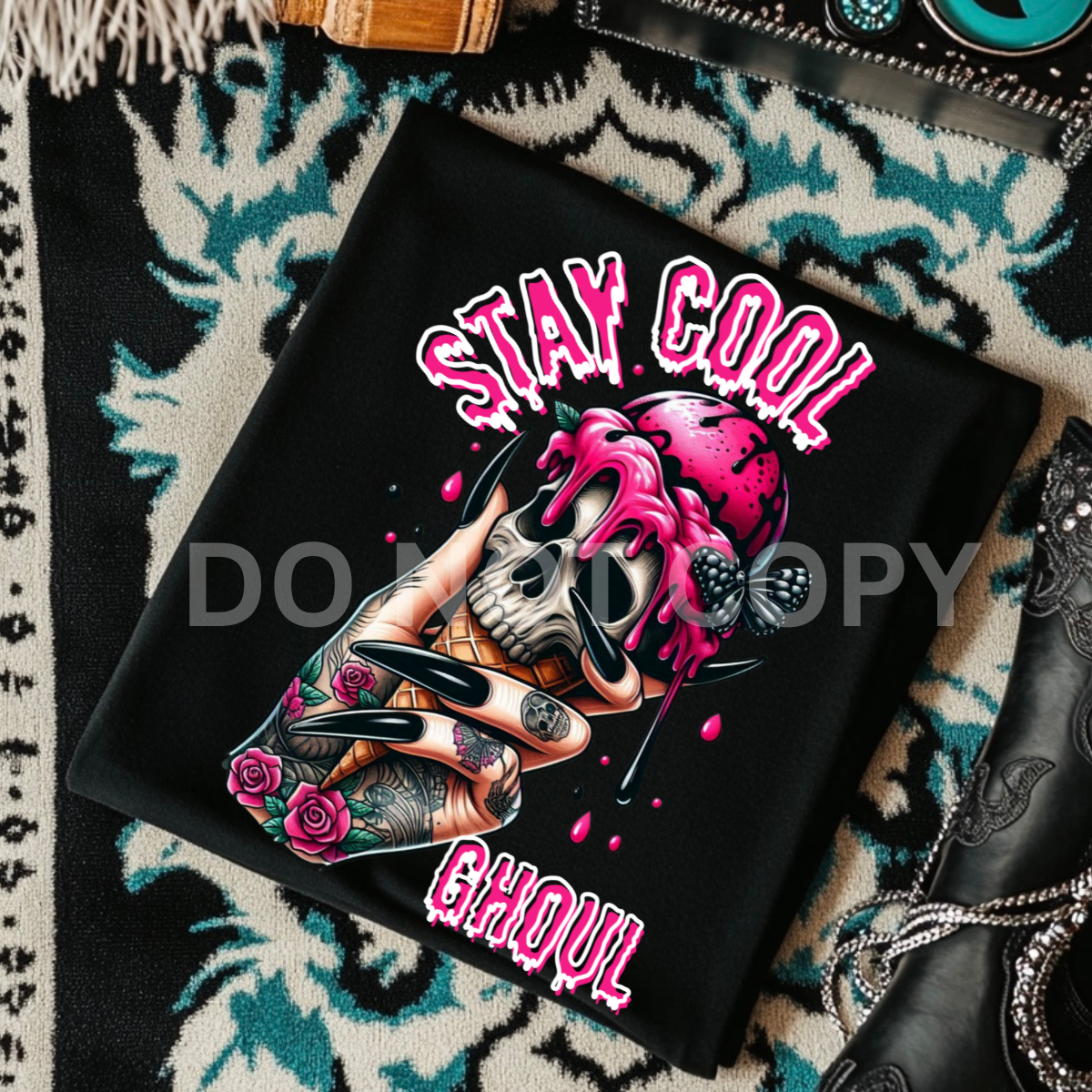 *EXCLUSIVE*Stay Cool Ghoul- Black Mineral Wash TShirt, Black Rocker Tank, Sweatshirt, Hoodie, or Zip Up Hoodie