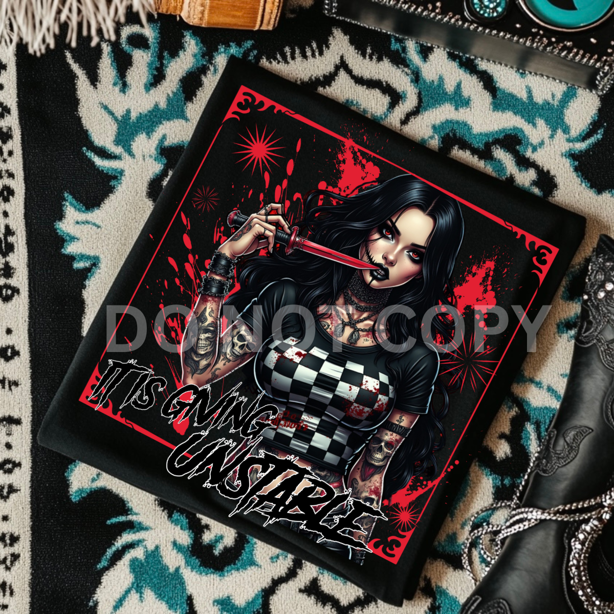 *EXCLUSIVE*It's Giving Unstable- Black Mineral Wash TShirt, Black Rocker Tank, Sweatshirt, Hoodie, or Zip Up Hoodie