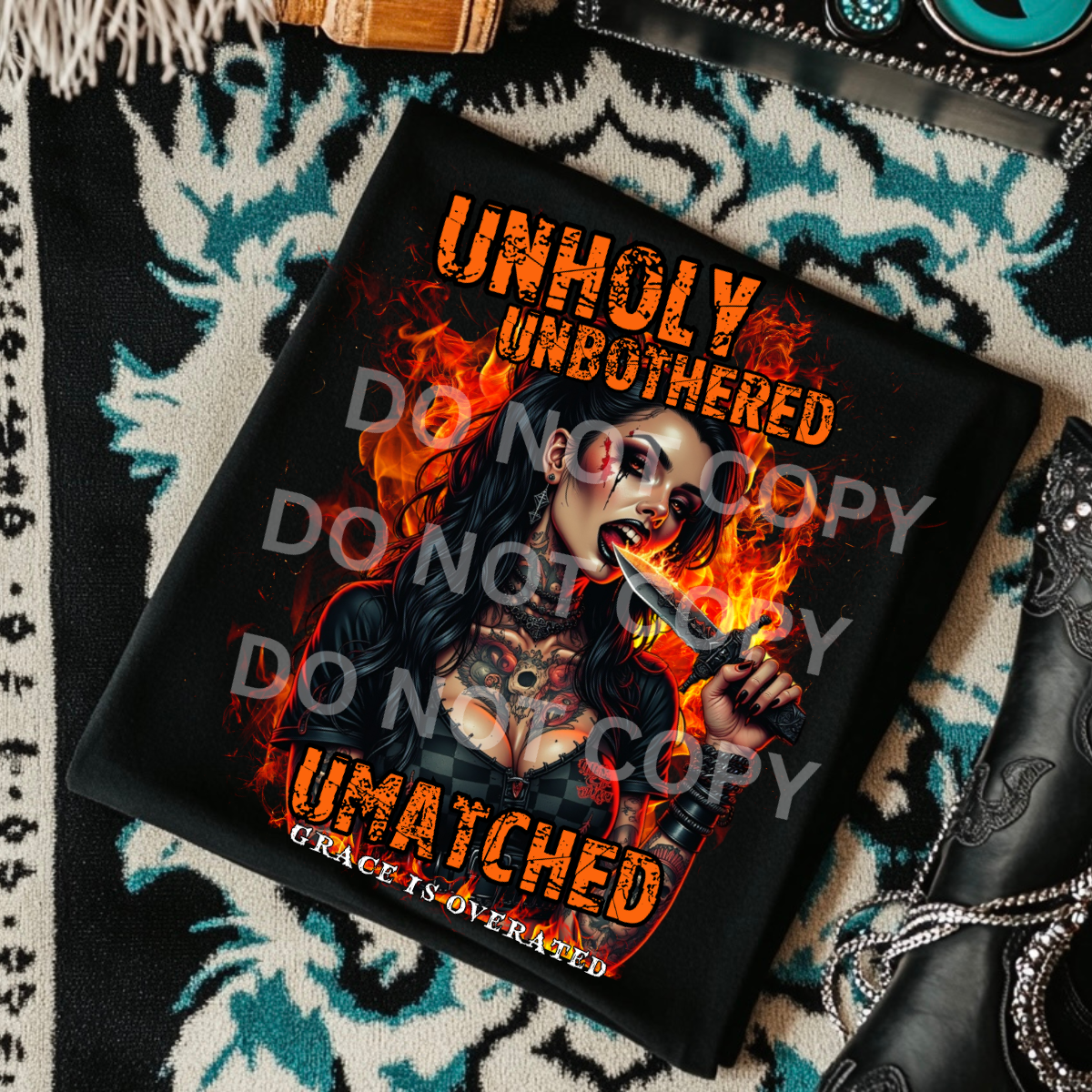 *EXCLUSIVE* UNHOLY UNBOTHERED UNMATCHED- Black Mineral Wash TShirt, Black Rocker Tank, Sweatshirt, Hoodie, or Zip Up Hoodie