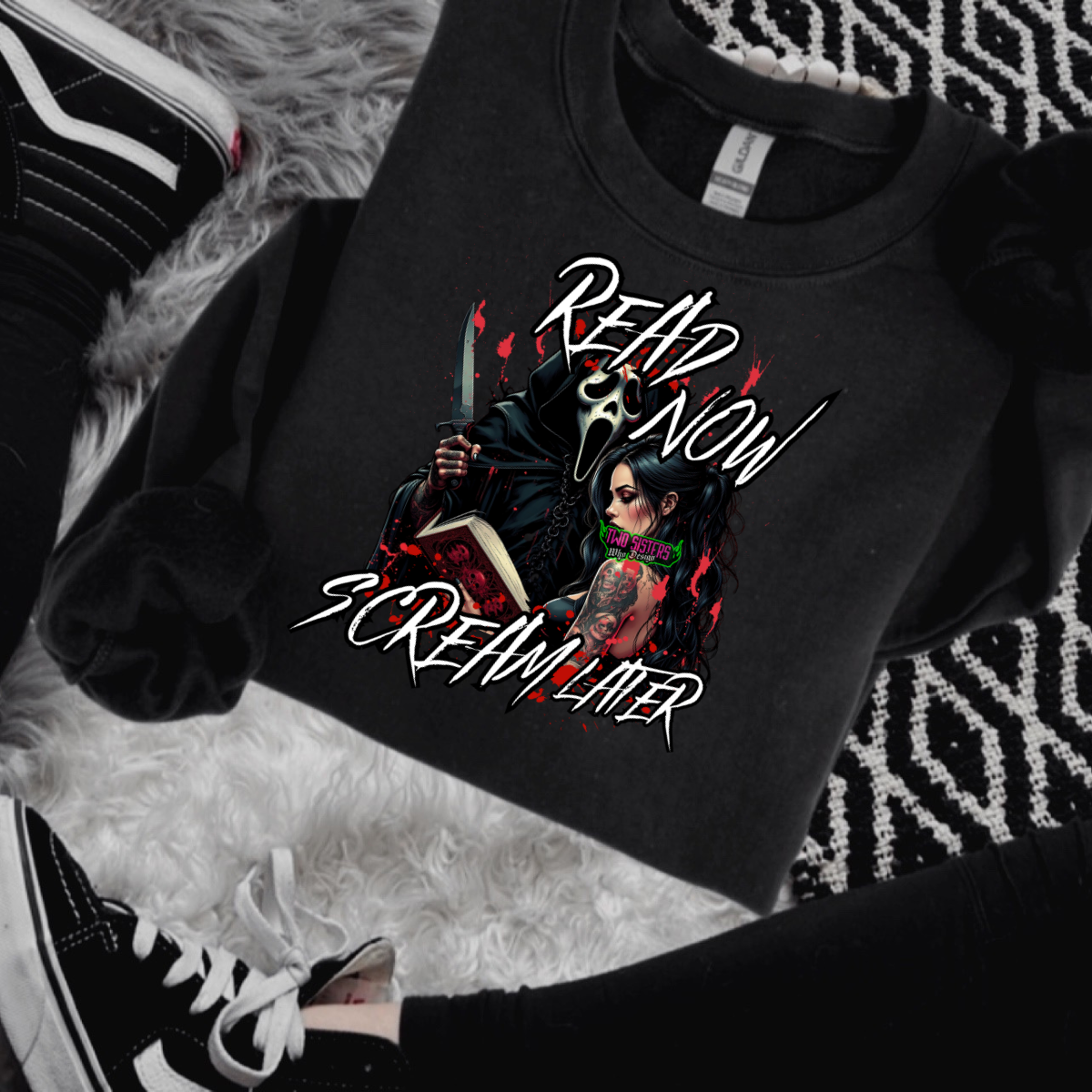 *EXCLUSIVE*READ NOW, SCREAM LATER Black Mineral Wash TShirt, Black Rocker Tank, Sweatshirt, Hoodie, or Zip Up Hoodie