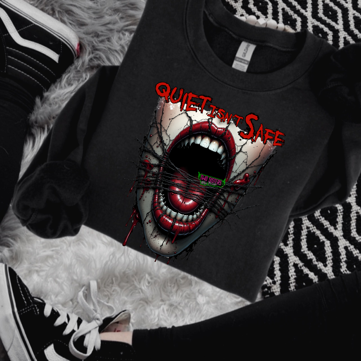 *EXCLUSIVE* QUIET ISN'T SAFE Black Mineral Wash TShirt, Black Rocker Tank, Sweatshirt, Hoodie, or Zip Up Hoodie