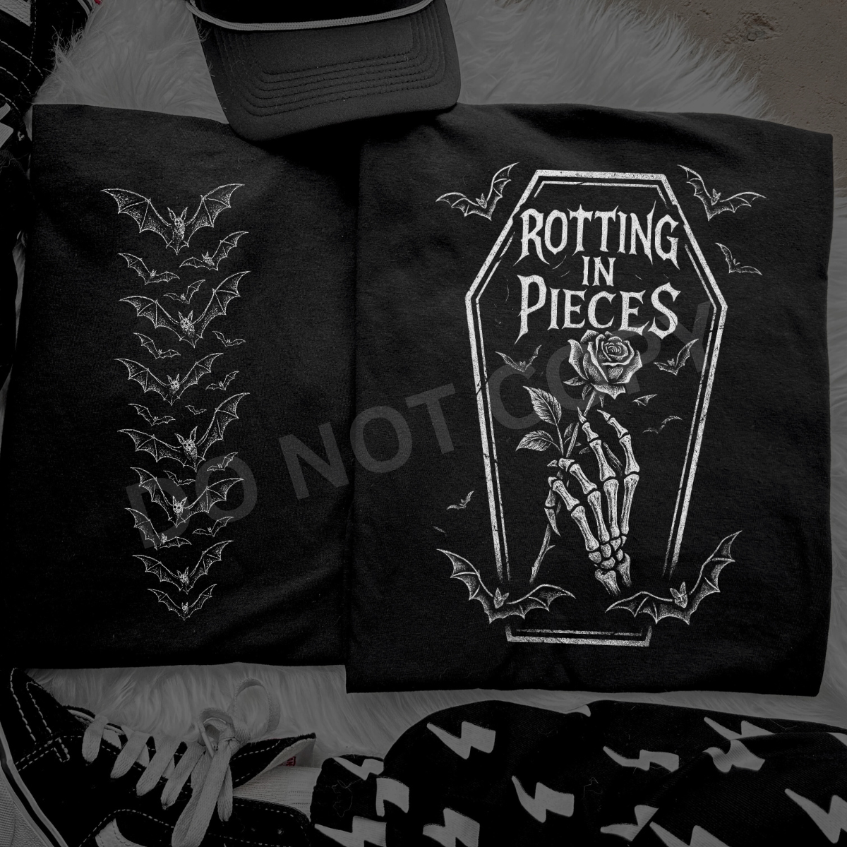 Rotting to Pieces Edgy Black TShirt, Sweatshirt or Hoodie