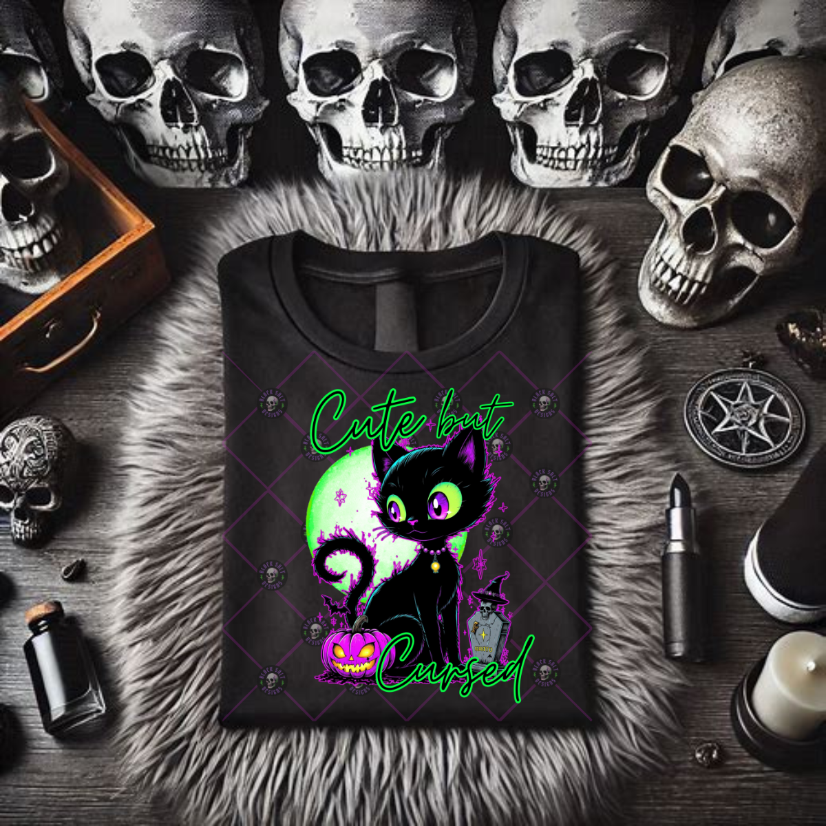 CUTE BUT CURSED Black TShirt, Sweatshirt or Hoodie