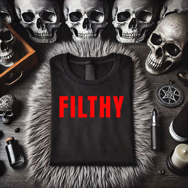 ***COMPLETE SET***Filthy' Black Zip-Up Hoodie + Black Tee with Filthy on the Front