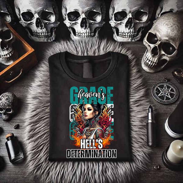 Heaven's Grace, Hell's Determination Black TSHIRT