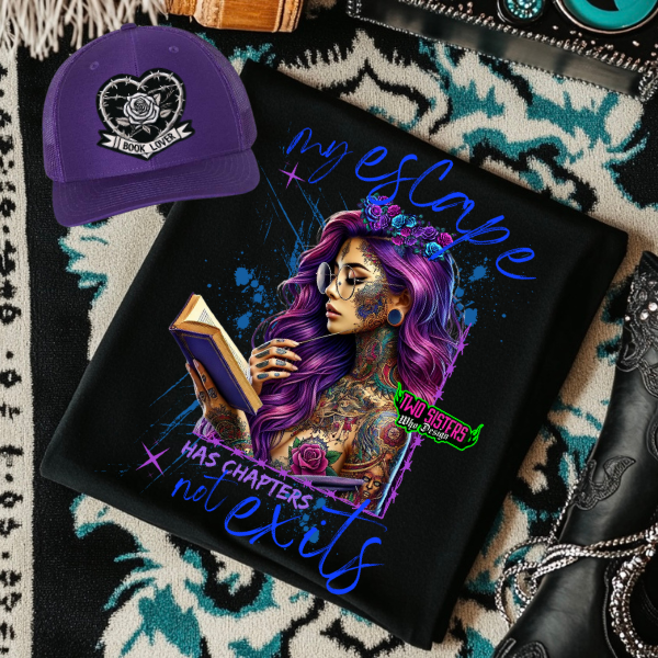 My Escape Has Chapters, Not Exits" Collection - Trucker Hat, Pajama Shorts, and/or TShirt