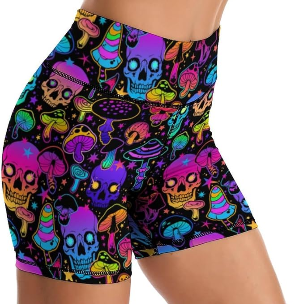 Neon Color Skull Biker Shorts