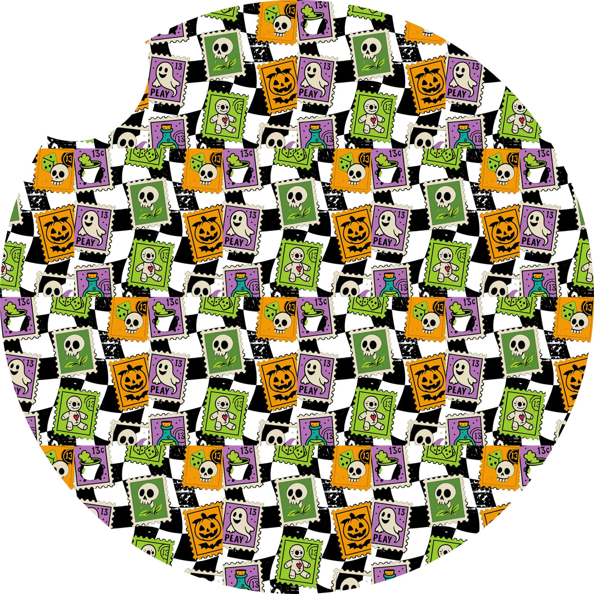 HALLOWEEN STAMP CUTE CHARACTERS 2.75" CAR COASTER