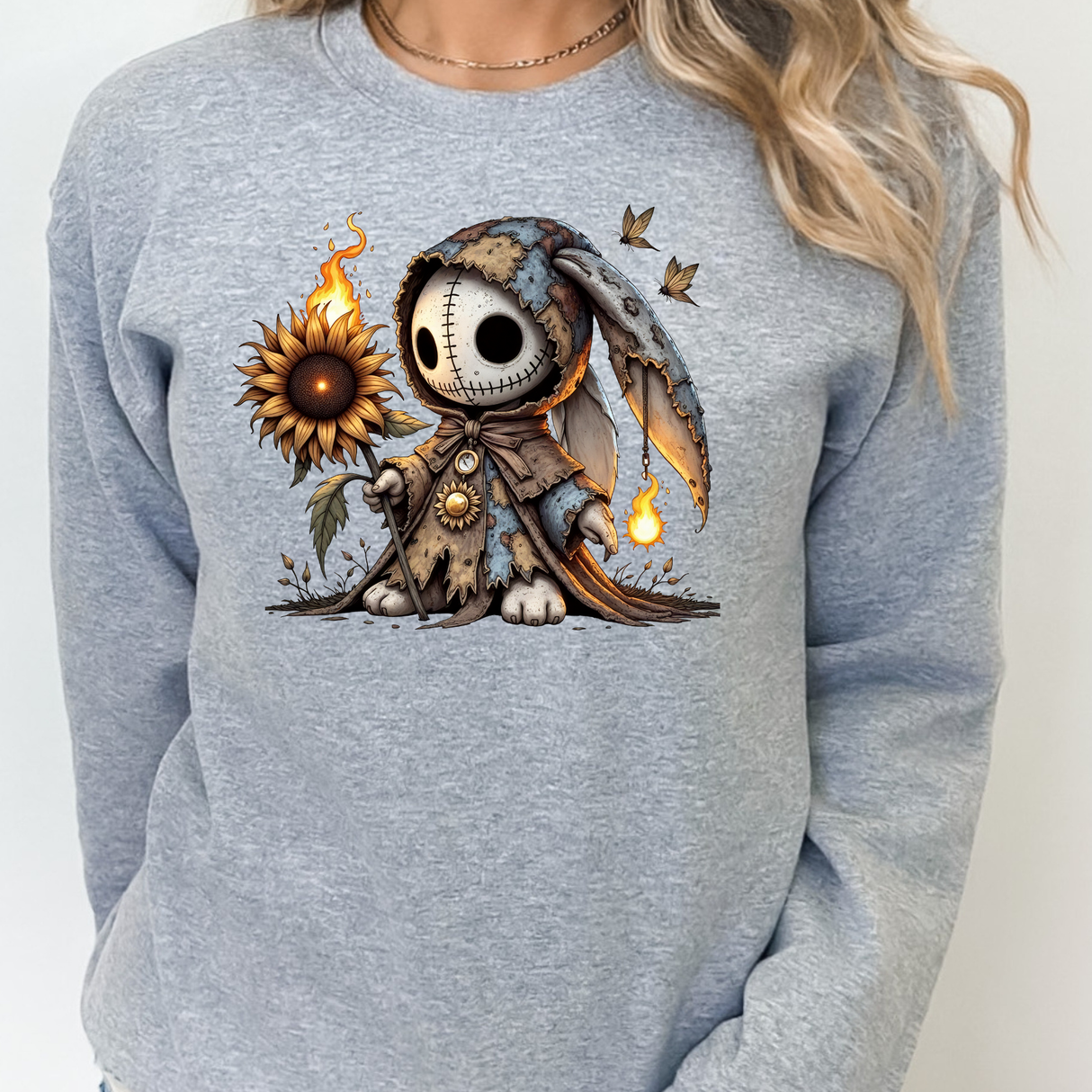 143. Grim Reaper Patchwork Sunflower Gothic Doll | Halloween Gothic Rabbit