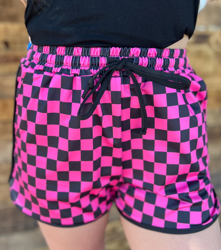 Wait on Me Hot Pink & Checkered Shorts
