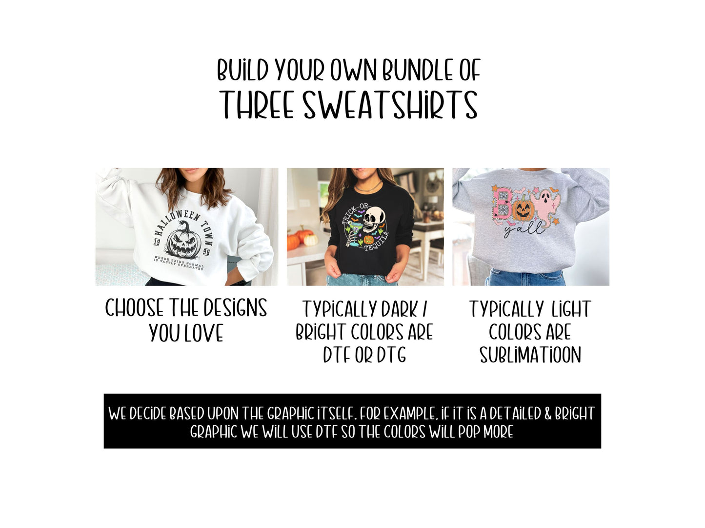Bundle of THREE Halloween / Spooky Season Sweatshirts
