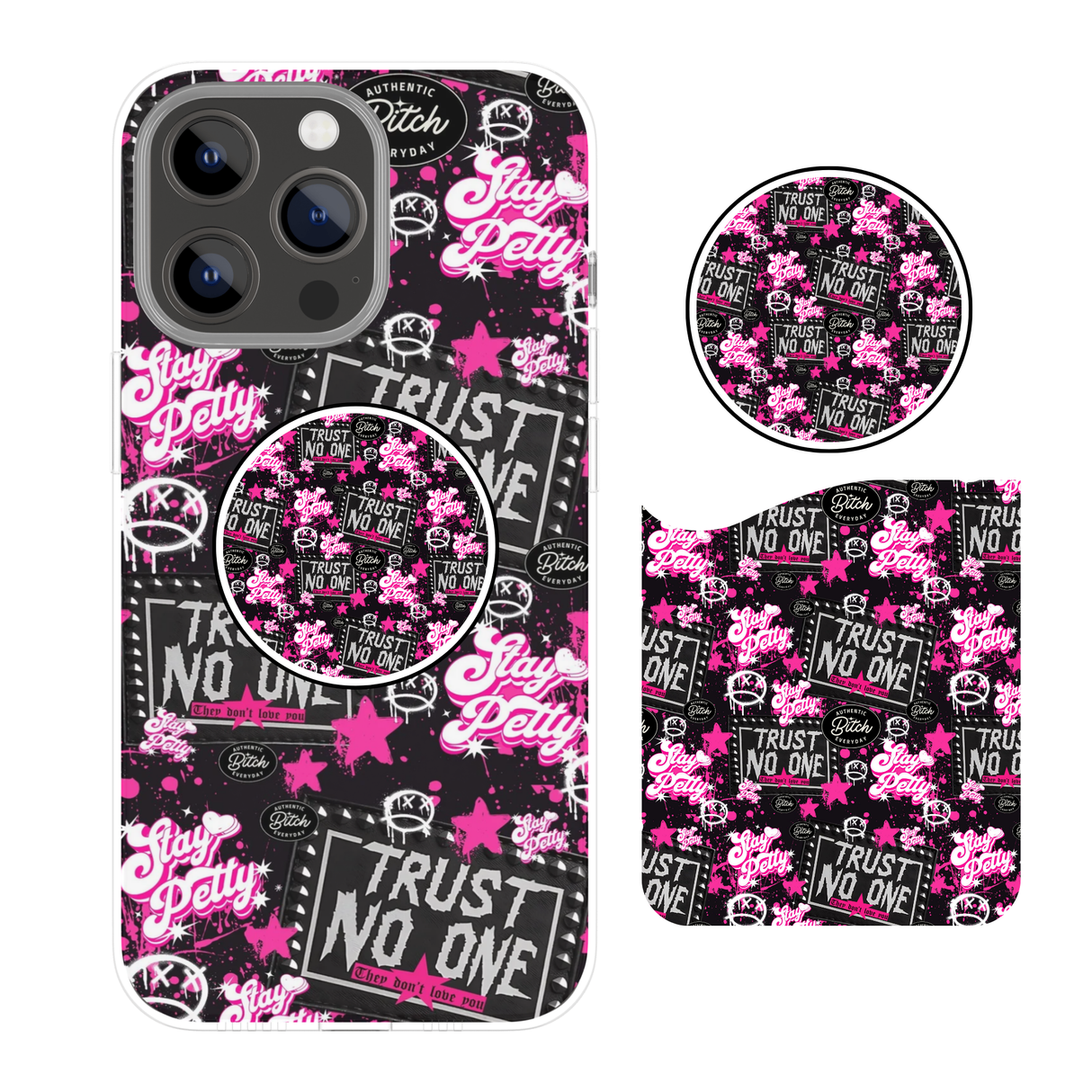 TRUST NO ONE BUNDLE - PHONE CASE, POP SOCKET, CARD HOLDER