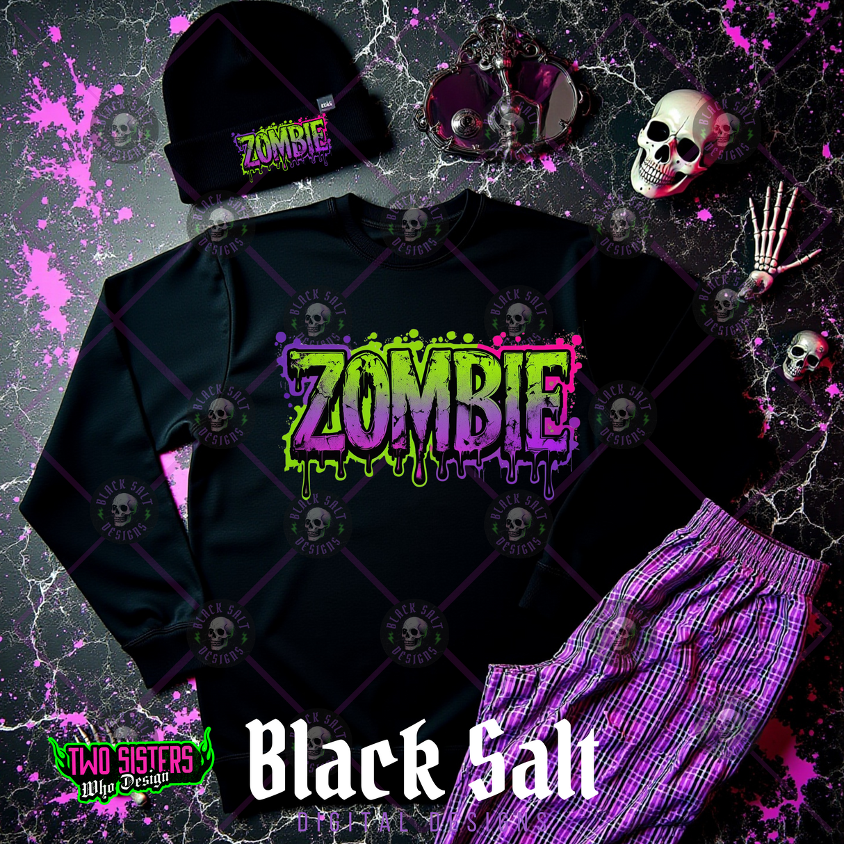 ZOMBIE IN DRIPPING NEON COLORS