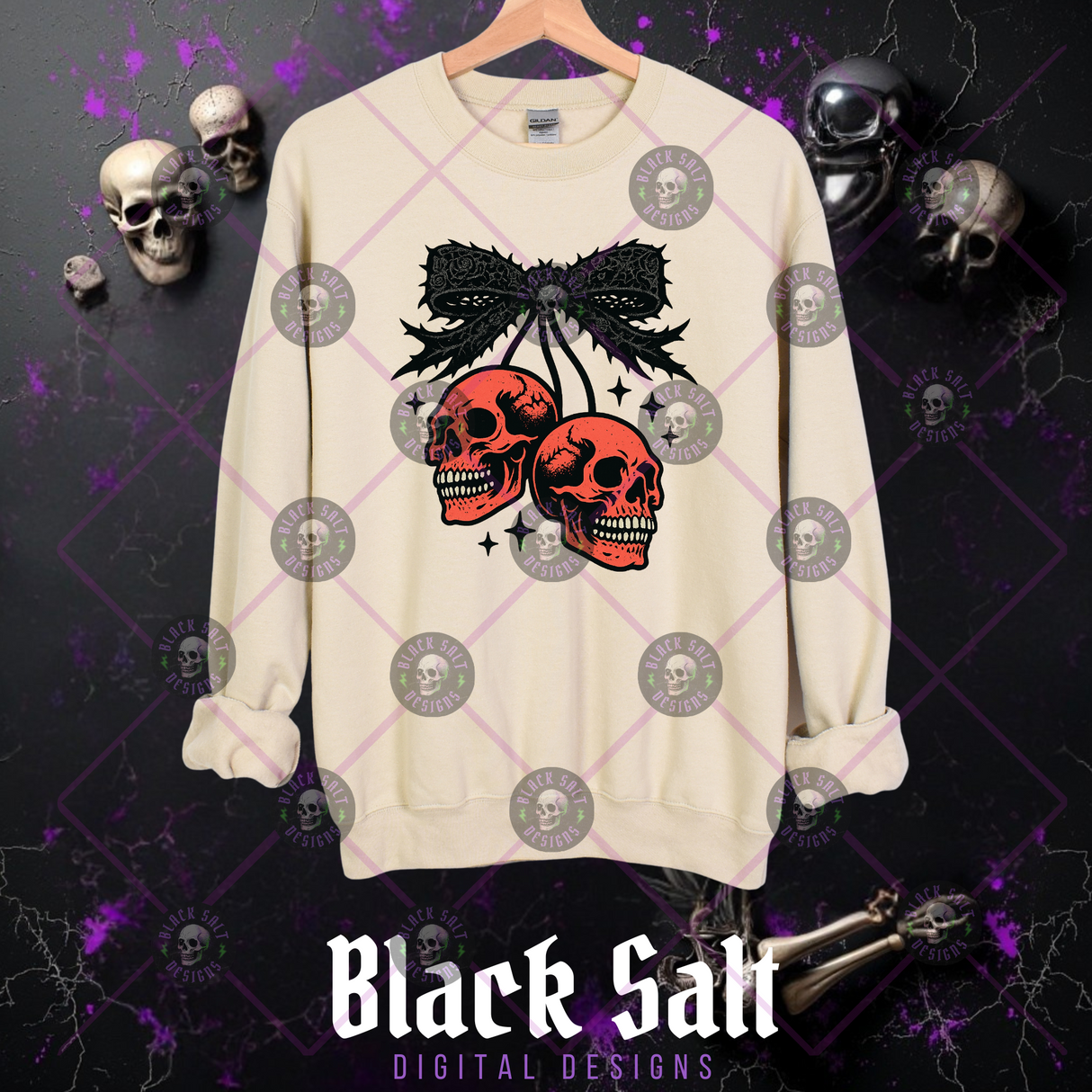 RED SKULL WITH GOTHIC BOW