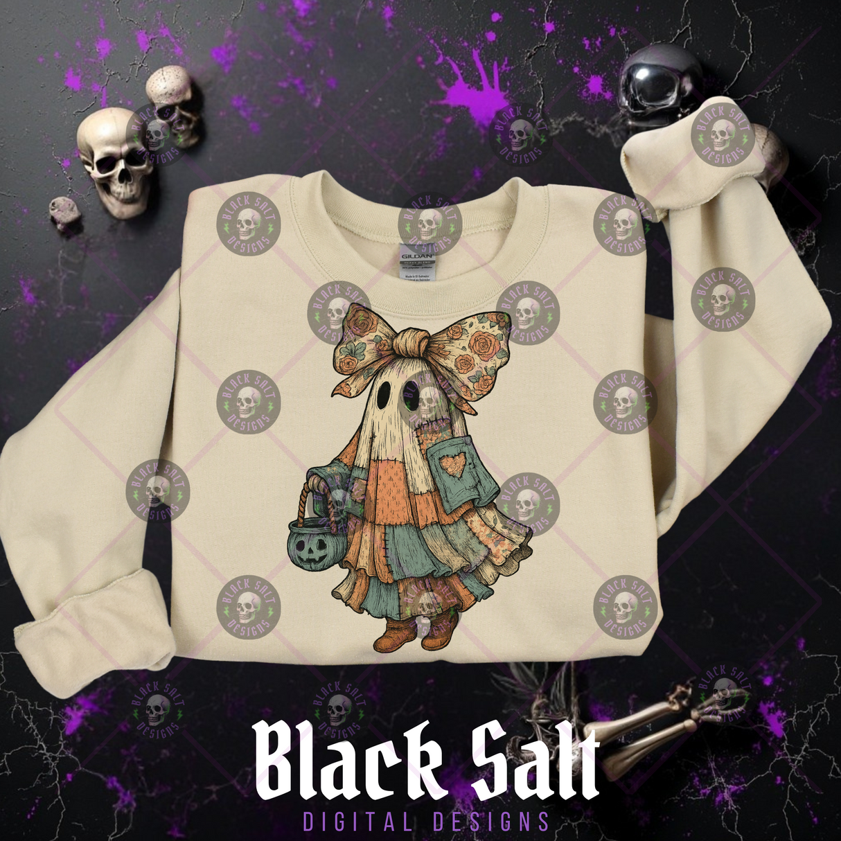 GHOST PATCHWORK WITH HALLOWEEN BASKET