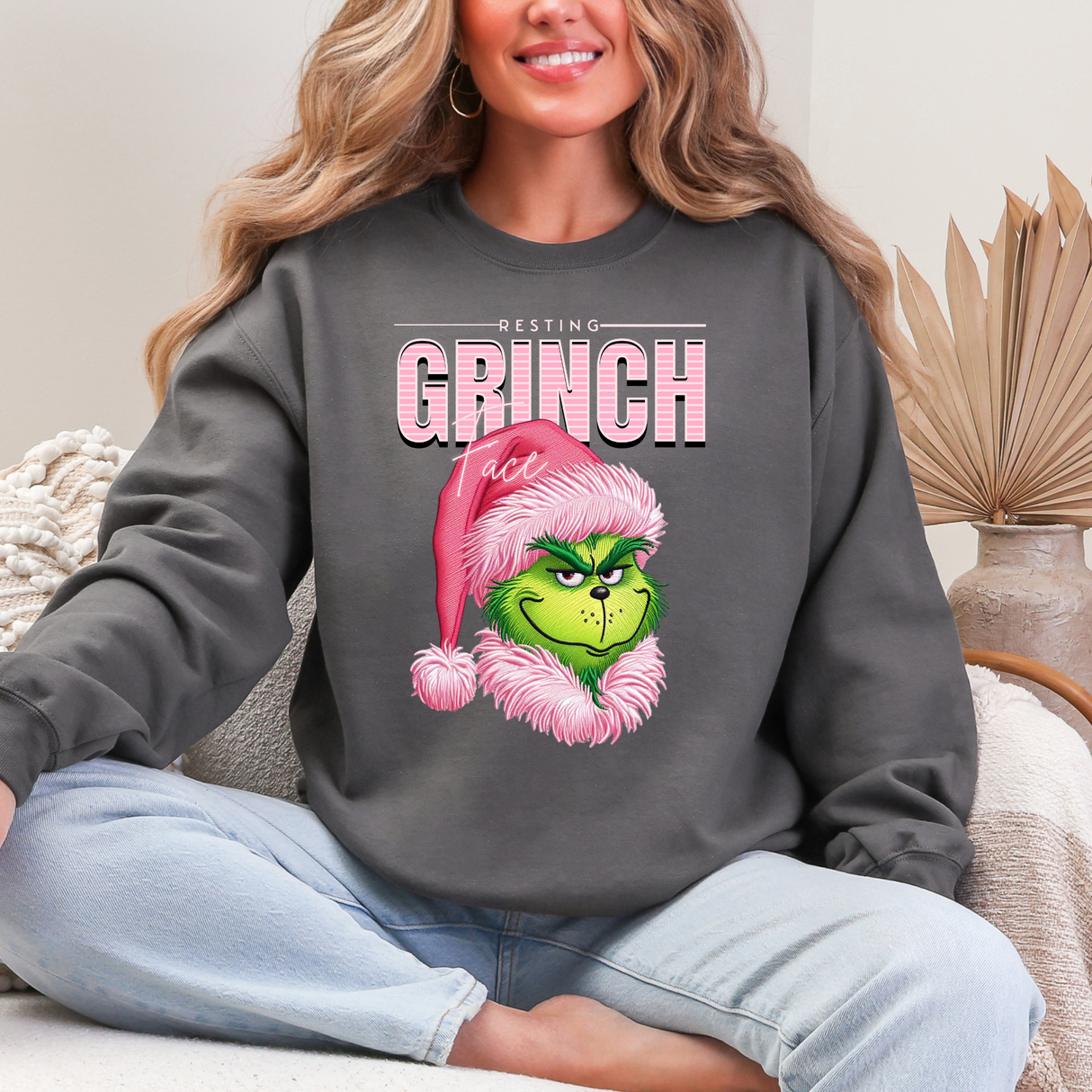 RESTING GRINCH FACE - CHARCOAL OR PINK