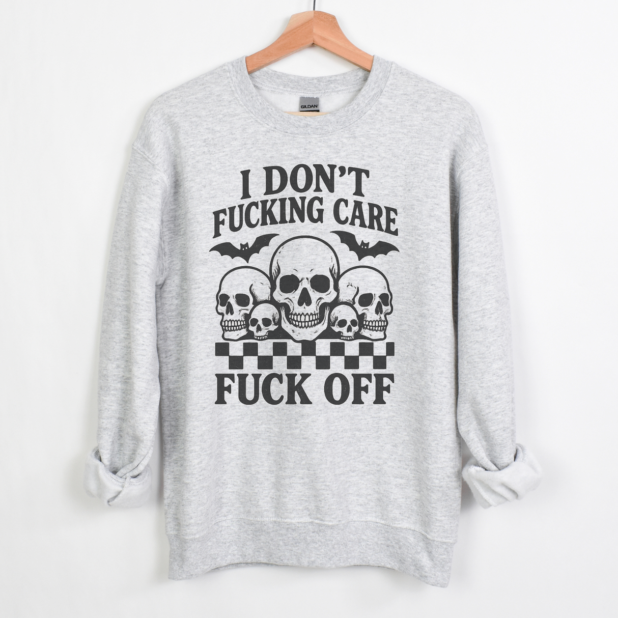 I DON'T FUCKING CARE, FUCK OFF MARBLED TIE DYE OR ASH SWEATSHIRT/HOODIE