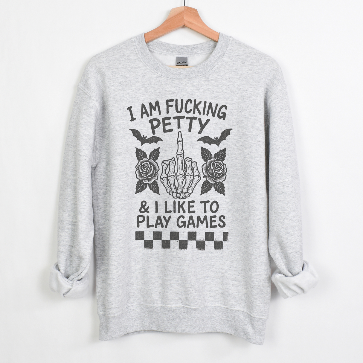I AM FUCKING PETTY AND I LIKE TO PLAY GAMES MARBLED TIE DYE OR ASH SWEATSHIRT/HOODIE