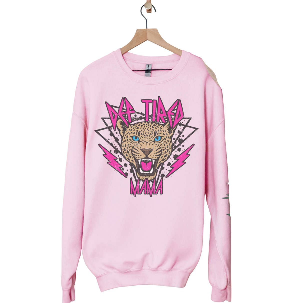 DEF TIRED MAMA WITH LEOPARD SWEATSHIRT/HOODIE