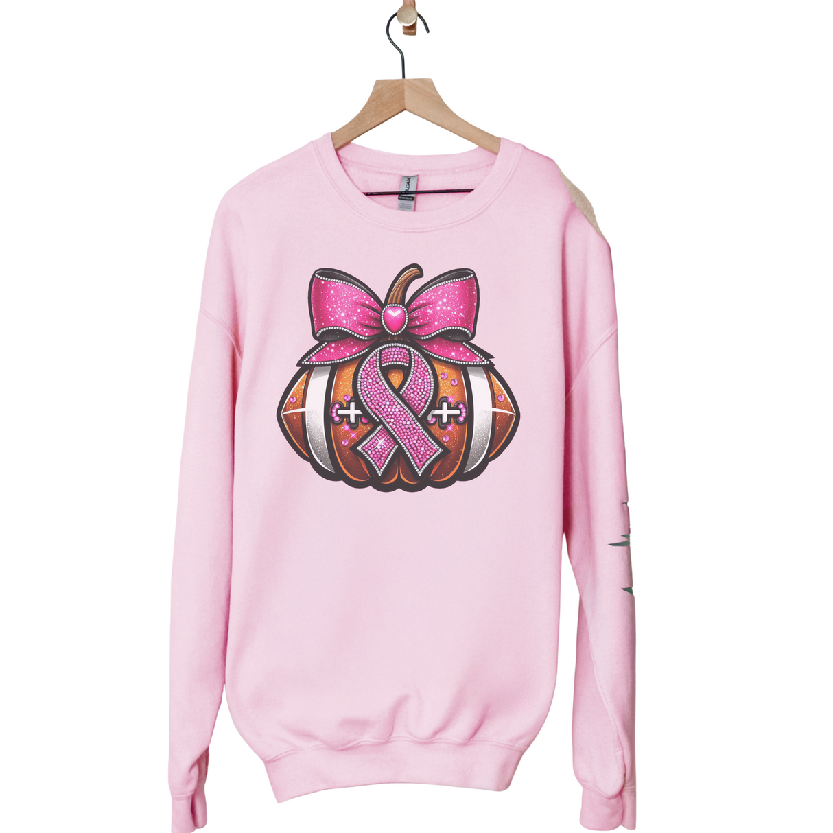 FOOTBALL WITH PINK BOW FOR BREAST CANCER AWARENESS SWEATSHIRT/HOODIE