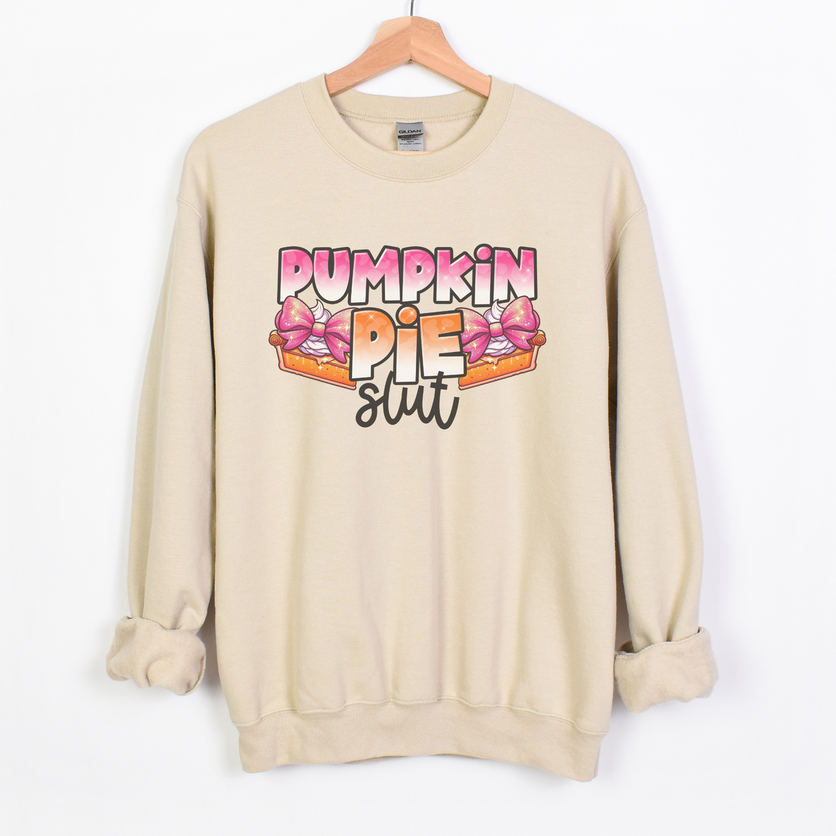 PUMPKIN PIE SLUT MARBLED TIE DYE OR SAND SWEATSHIRT