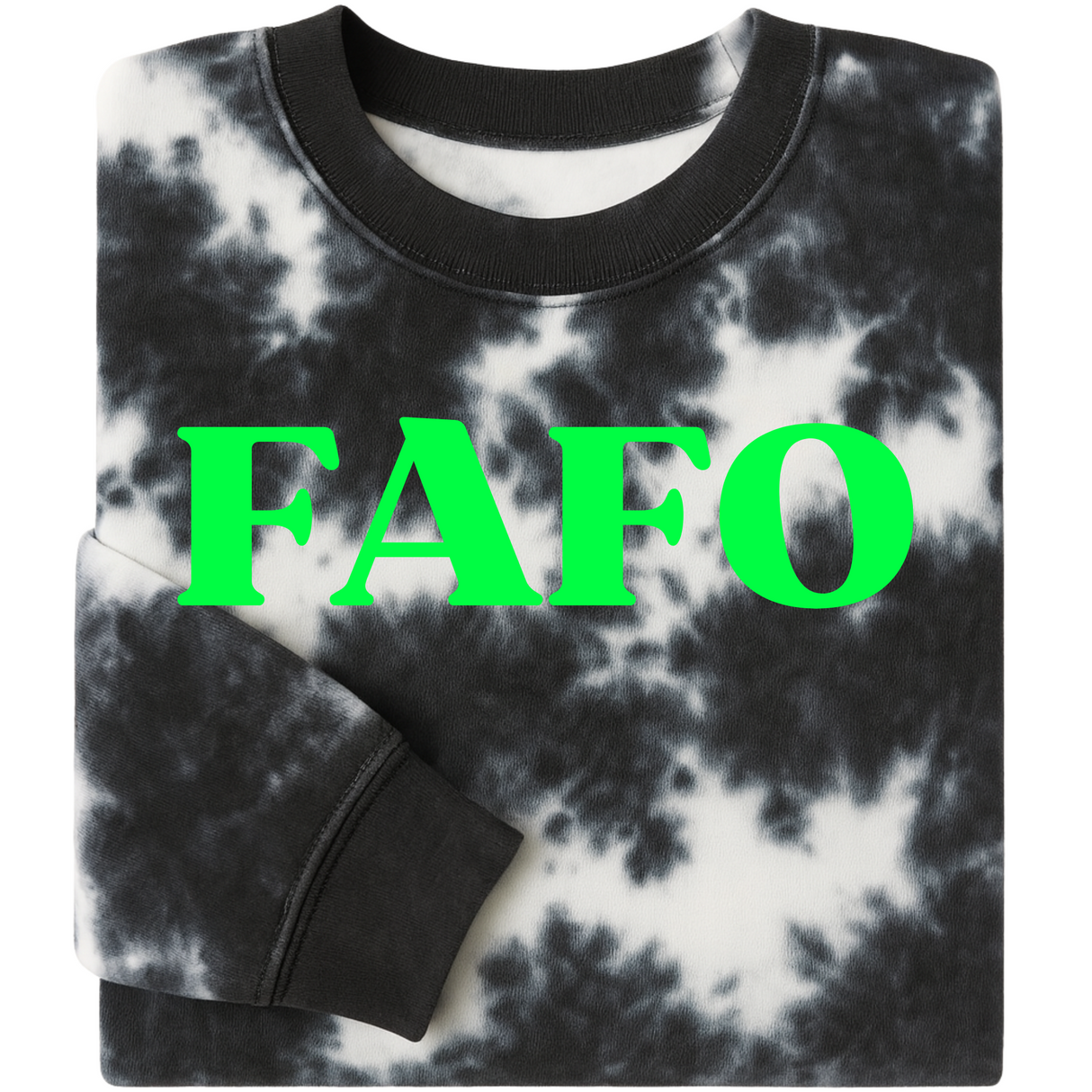 FAFO BLACK & WHITE MARBLED TIE DYE SWEATSHIRT OR HOODIE