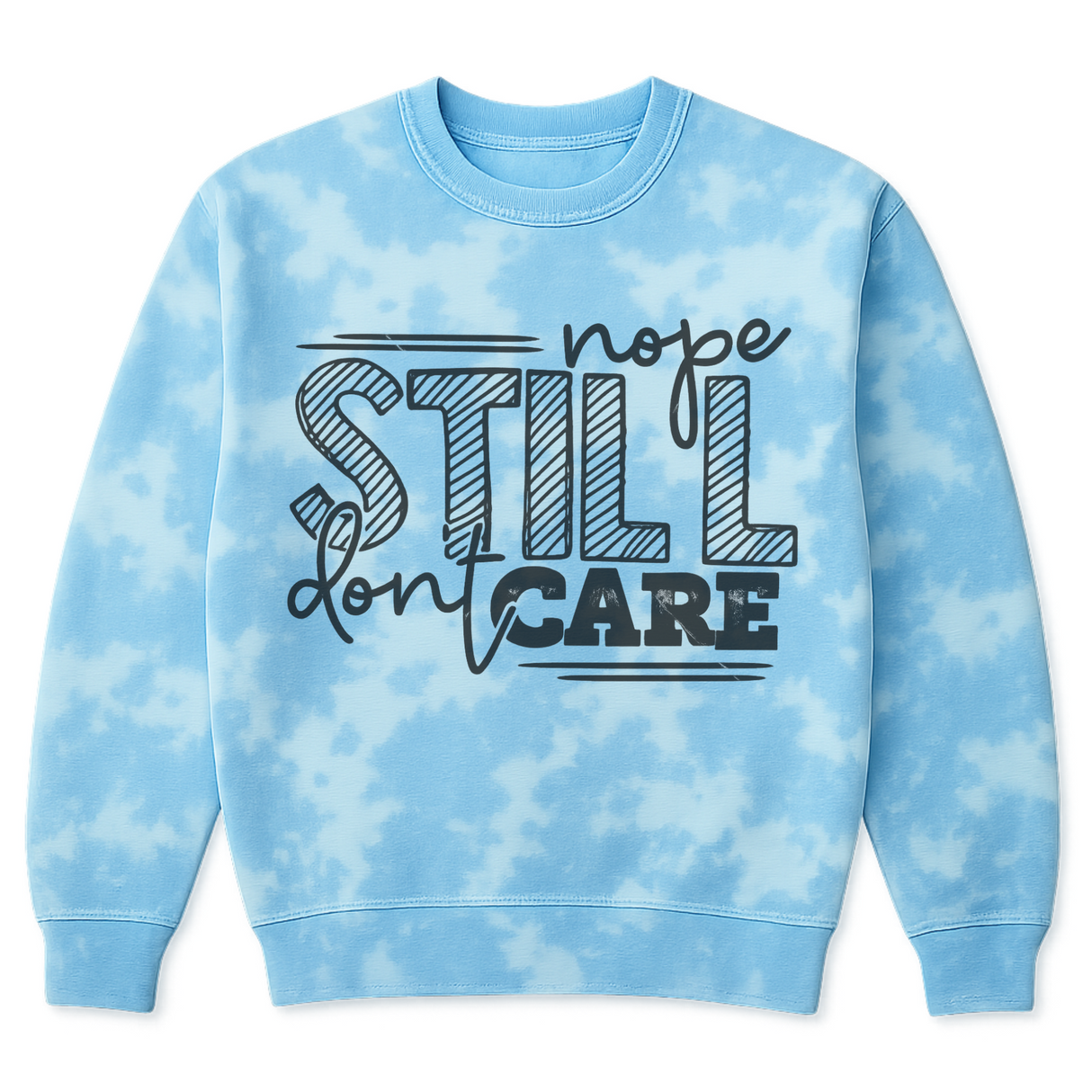 NOPE STILL DON'T CARE BLUE TIE DYE SWEATSHIRT HOODIE + MATCHING JOGGERS