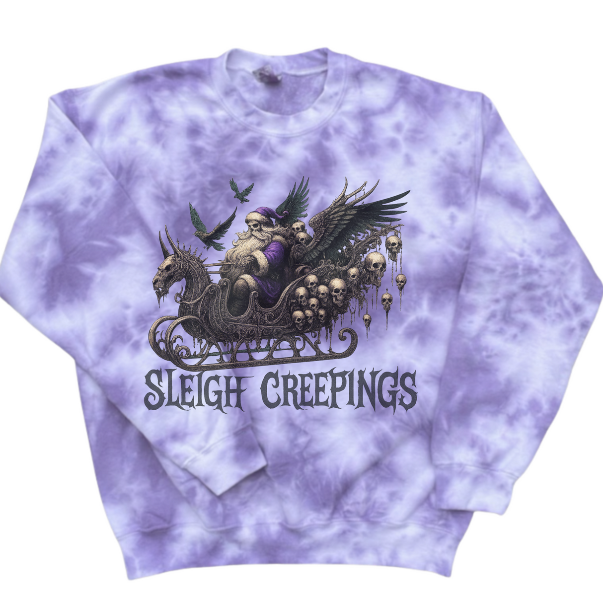 SLEIGH CREEPINGS MARBLED PURPLE TIE DYE OR SAND SWEATSHIRT