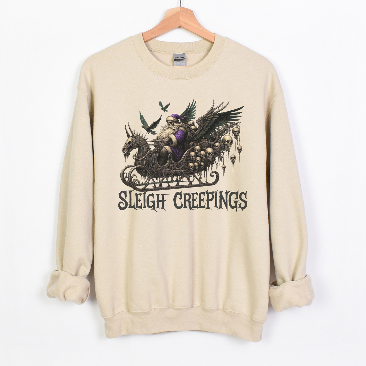 SLEIGH CREEPINGS MARBLED PURPLE TIE DYE OR SAND SWEATSHIRT