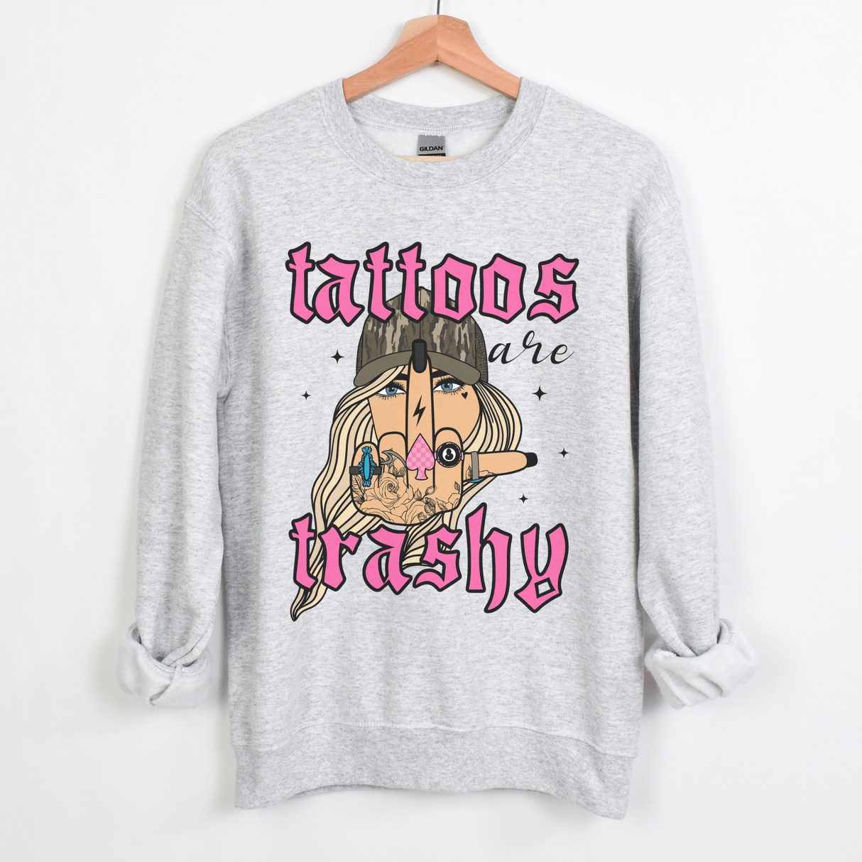 Tattoos are Trashy Offensive Snarky Sweatshirt